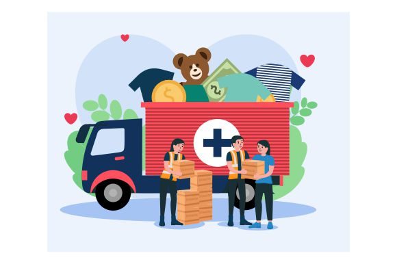 Download Charity Truck Donate in Flat Style - Donate Collection