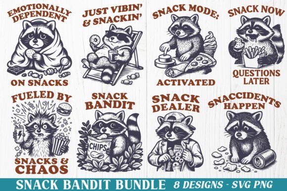 Download Snack Bandit SVG Bundle, 8 Funny Raccoon - Raccoon Collection