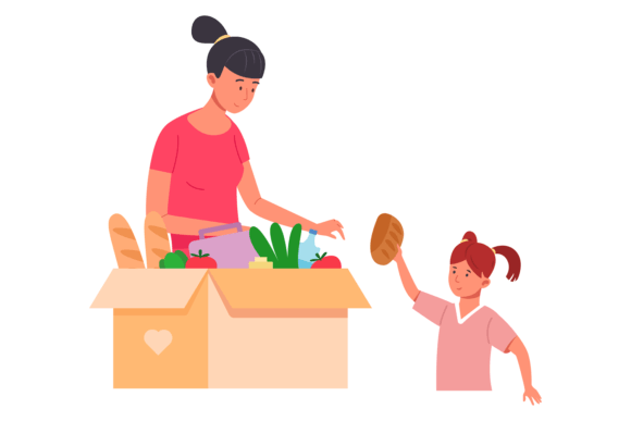 Download Food Charity. Kid Donate Grocery in Soci - Donate Collection