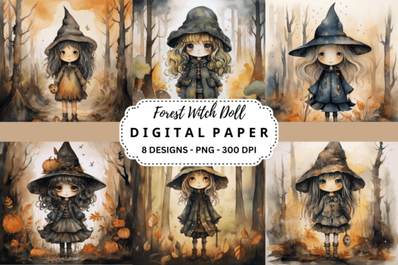 Download Forest Witch Doll Watercolor Background - Witch doll Collection